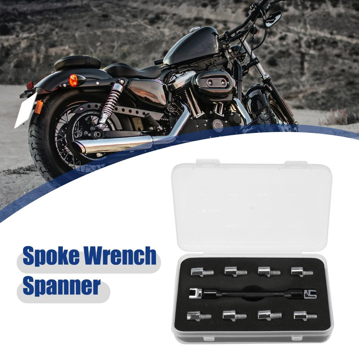Spoke Wrench Set for Motorcycle Motorbike Buckled Wheel Tool Black