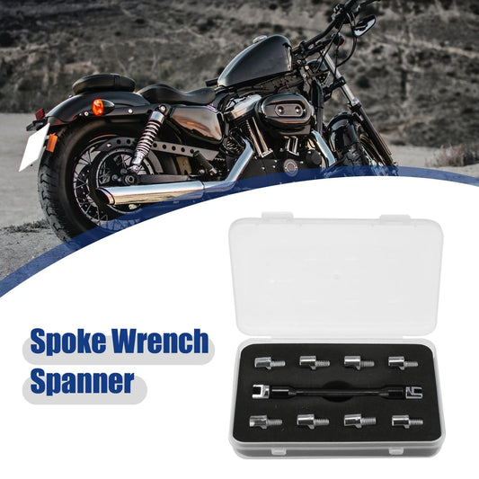 Spoke Wrench Set for Motorcycle Motorbike Buckled Wheel Tool Black