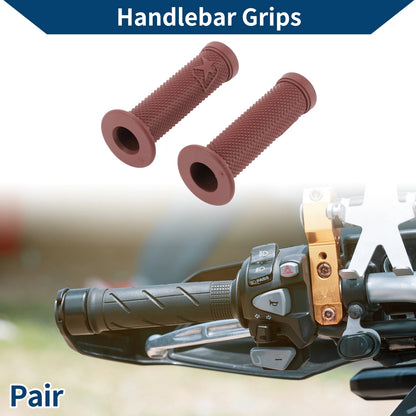 7/8" 22mm Hand Grips Cover Rubber Deep Brown for Motorcycle