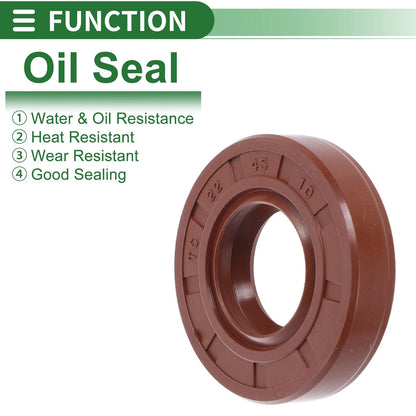 Oil Seal 22x45x10mm Brown 5 Pcs Seal Ring Rotary Shaft Seal FKM Rubber