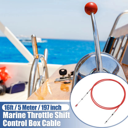 16ft Marine Throttle Shift Control Box Cable with Clevis Red