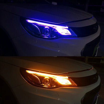 2 x Blue 45cm Flexible LED Strip Daytime Running Lights for Car ()
