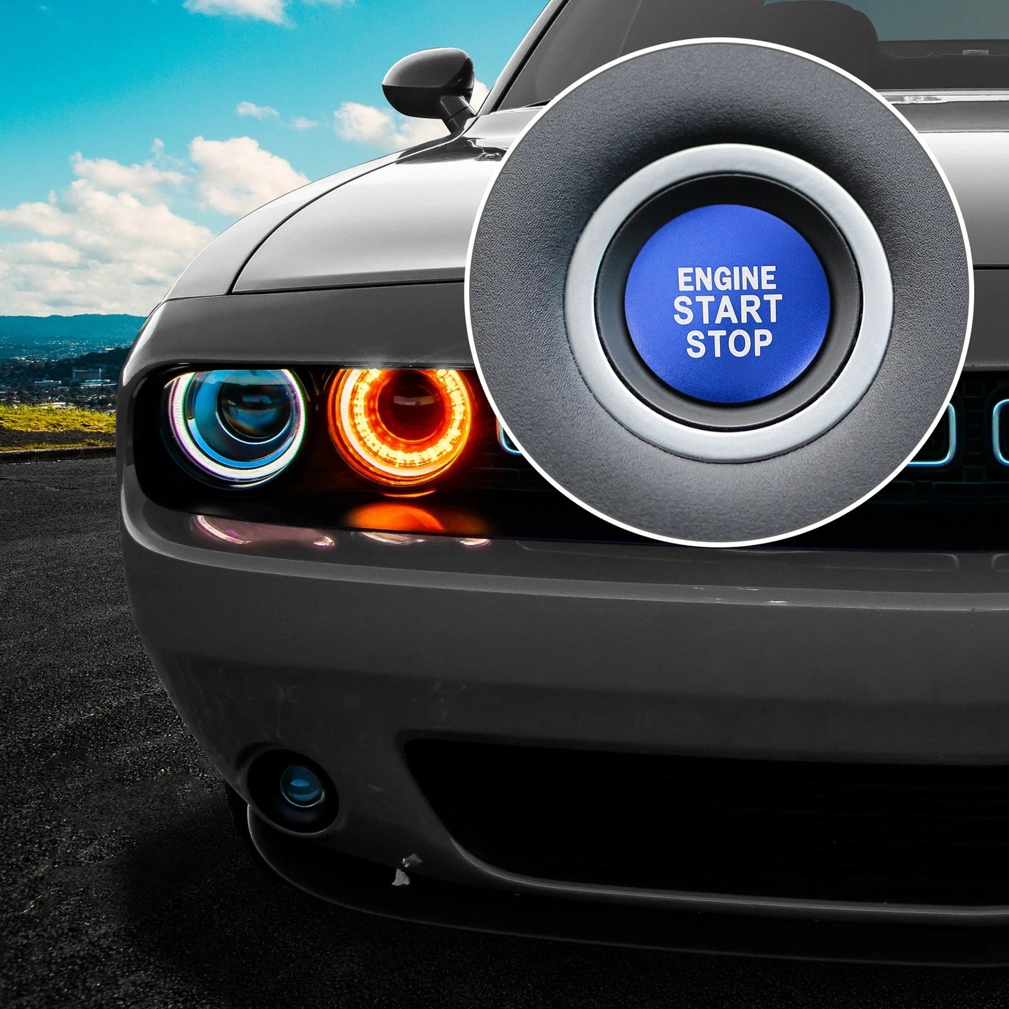 Engine Start Stop Button Cover for Toyota Camry (2018-2023) - Aluminum Blue