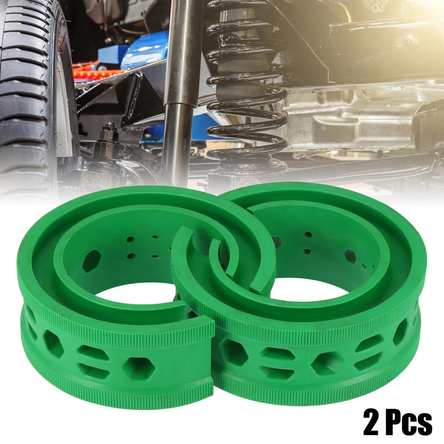 Green Universal D-Type Coil Spring Rubber Buffer for Ford Chevy