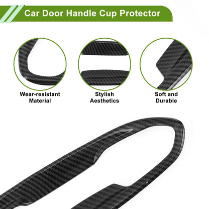 Car Door Handle Cup Protectors for Ford Edge Carbon Fiber Black ABS 8 x Pieces