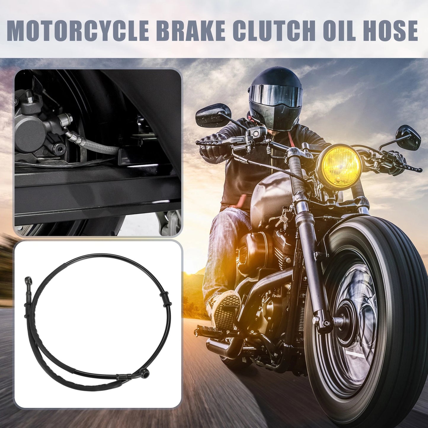 Set 105cm Motorcycle Brake Clutch Oil Hose Clutch Throttle Pipe Black