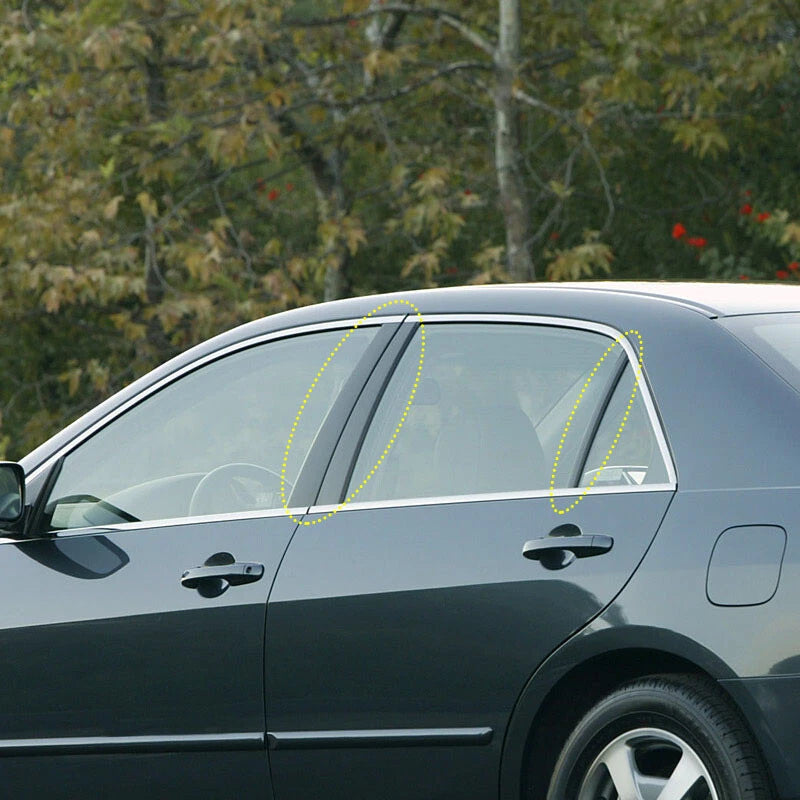 Window Door Pillar Post Covers for Honda Accord Sedan Gloss Black (2003-2007)