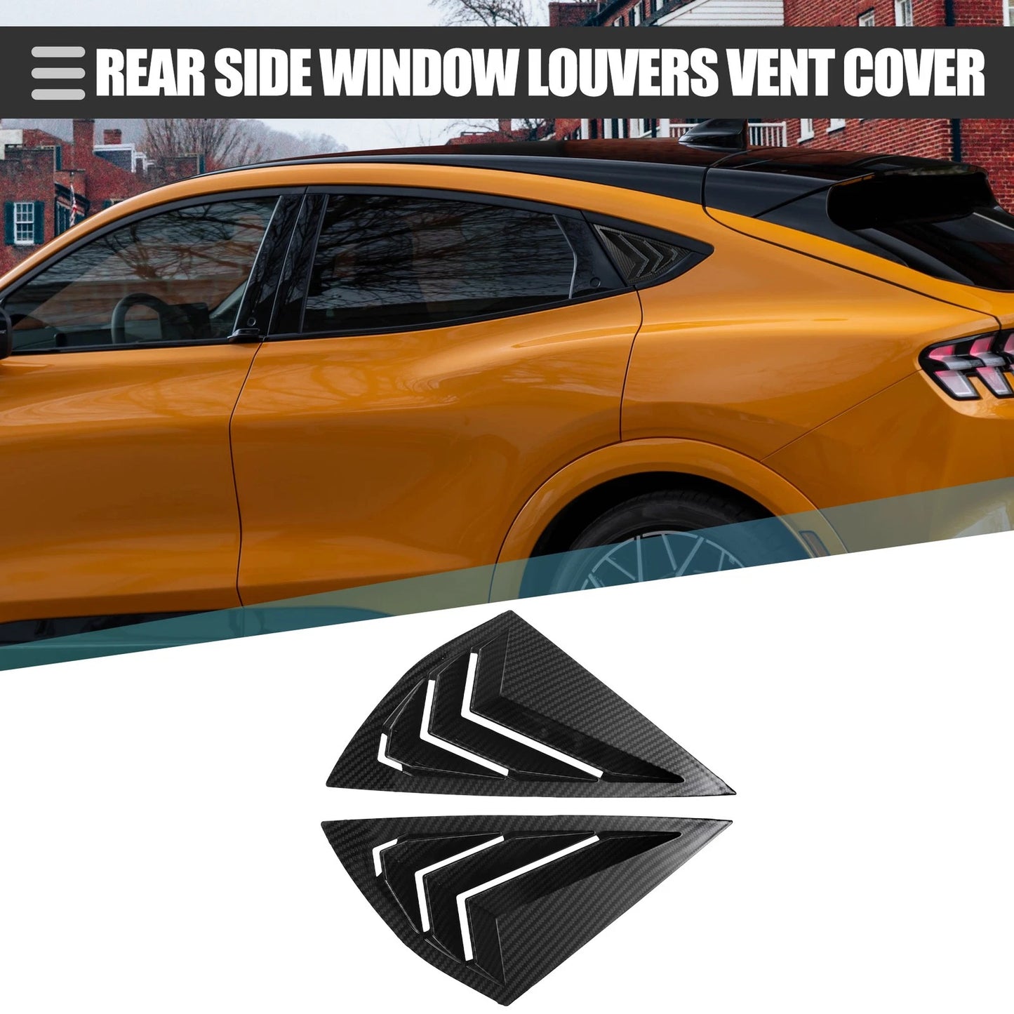 Rear Side Window Louvers Vent Covers for Ford Mach-E (2021-2022) Carbon Black