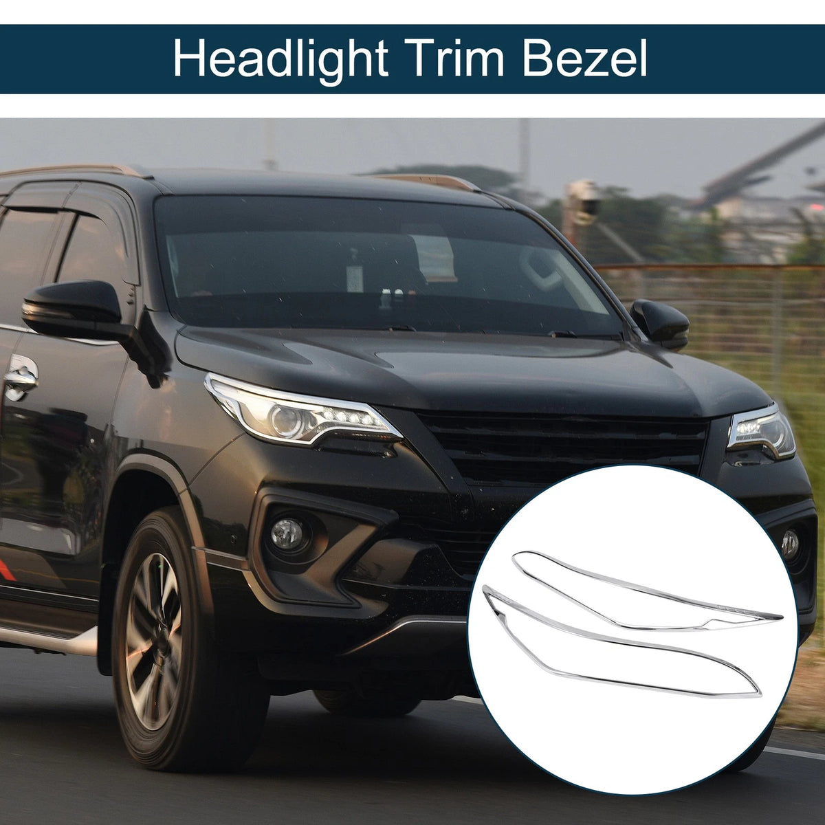 Front Headlight Trim Bezel  for Toyota Fortuner (2020-2022) Silver Tone