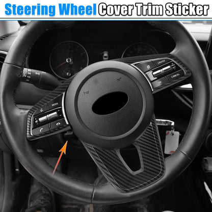 Carbon Fiber Pattern Black Interior Steering Wheel Covers for Kia