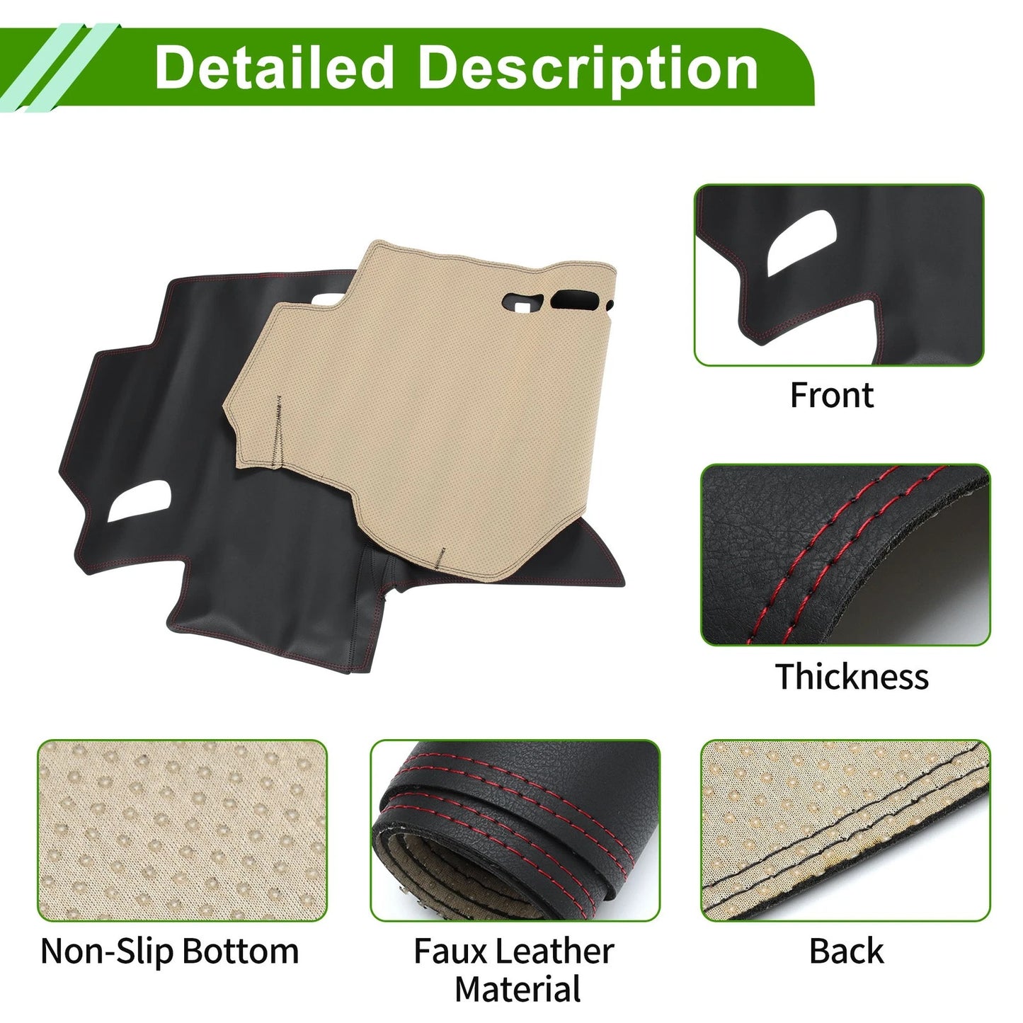 Dashboard Cover Mat for Honda Fit Jazz (2014-2019) - Black Red
