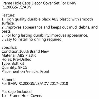 9 x Frame Plugs Covers for BMW R1200 GS LC ADV (2017-2019)