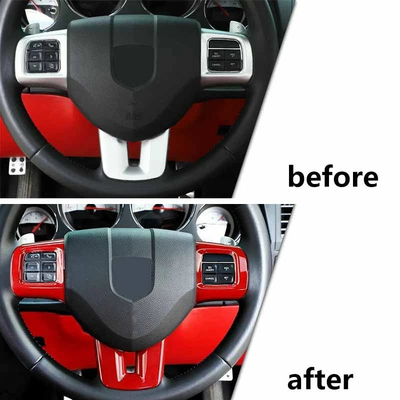 Red ABS Steering Wheel Trim Cover for Dodge Challenger (2009-2014)