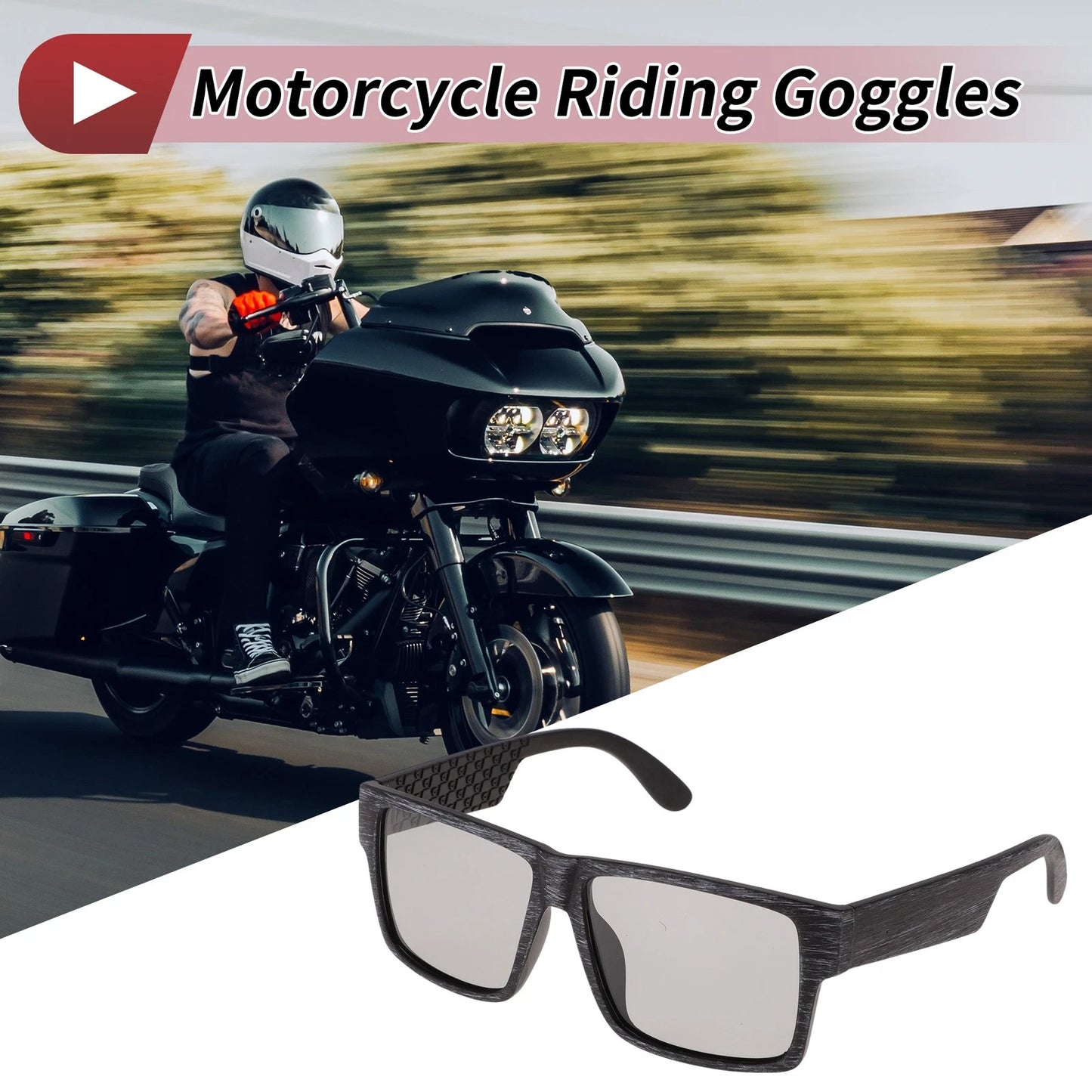 1Pc Motorcycle Gray Lens Black Frame Tri-acetel Cellulose for Motorcycle