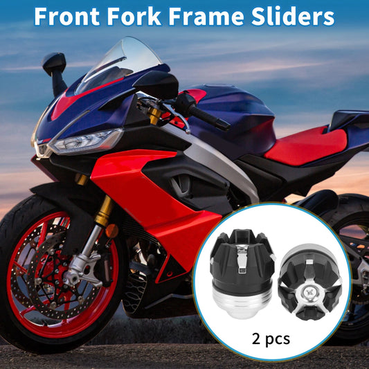2 x Frame Sliders Front-Fork Protection Plastic Silver Tone for All Models