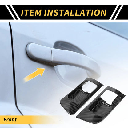 Set CF Pattern Front Door Handle Bowl Cover for Toyota Tundra (2014–2021)