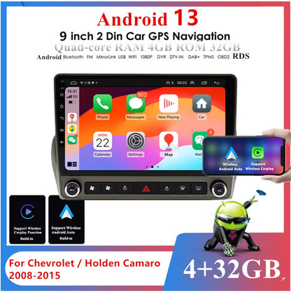 9" Stereo Radio GPS Head Unit for Chevy Camaro (2008-2015) OBD RDS Wireless Carplay