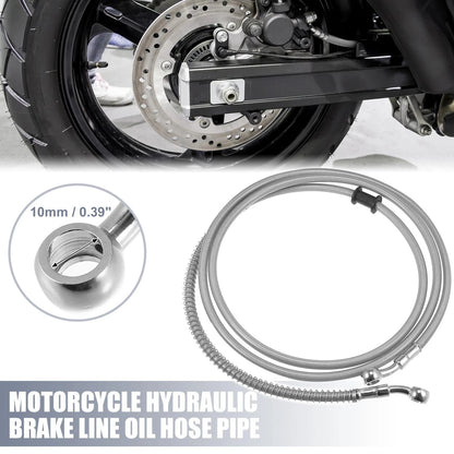 74.8" 10mm Motorcycle Hydraulic Brake Line Oil Hose Stainless Steel Silver Tone