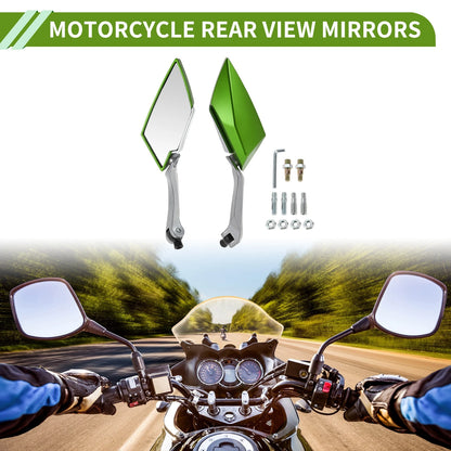 M8/M10 1 Set Rear View Mirrors Prismatic Green Aluminum for Make Model