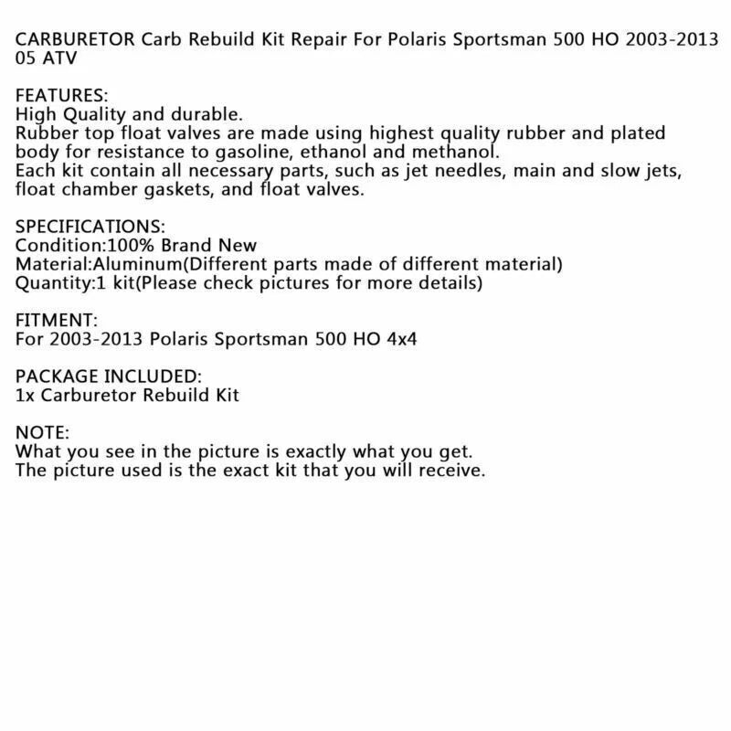 Carburetor Repair Gasket Set for Polaris Sportsman 500 HO (2003-2013)