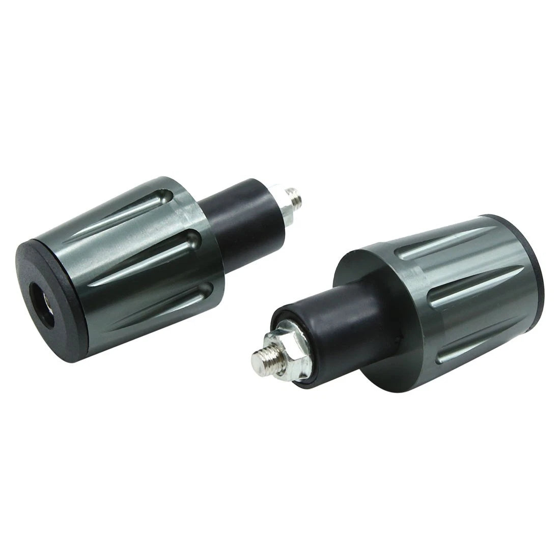 2 x 17mm Titanium Tone Aluminum Alloy Handlebar Grip End Cap for Motorcycle