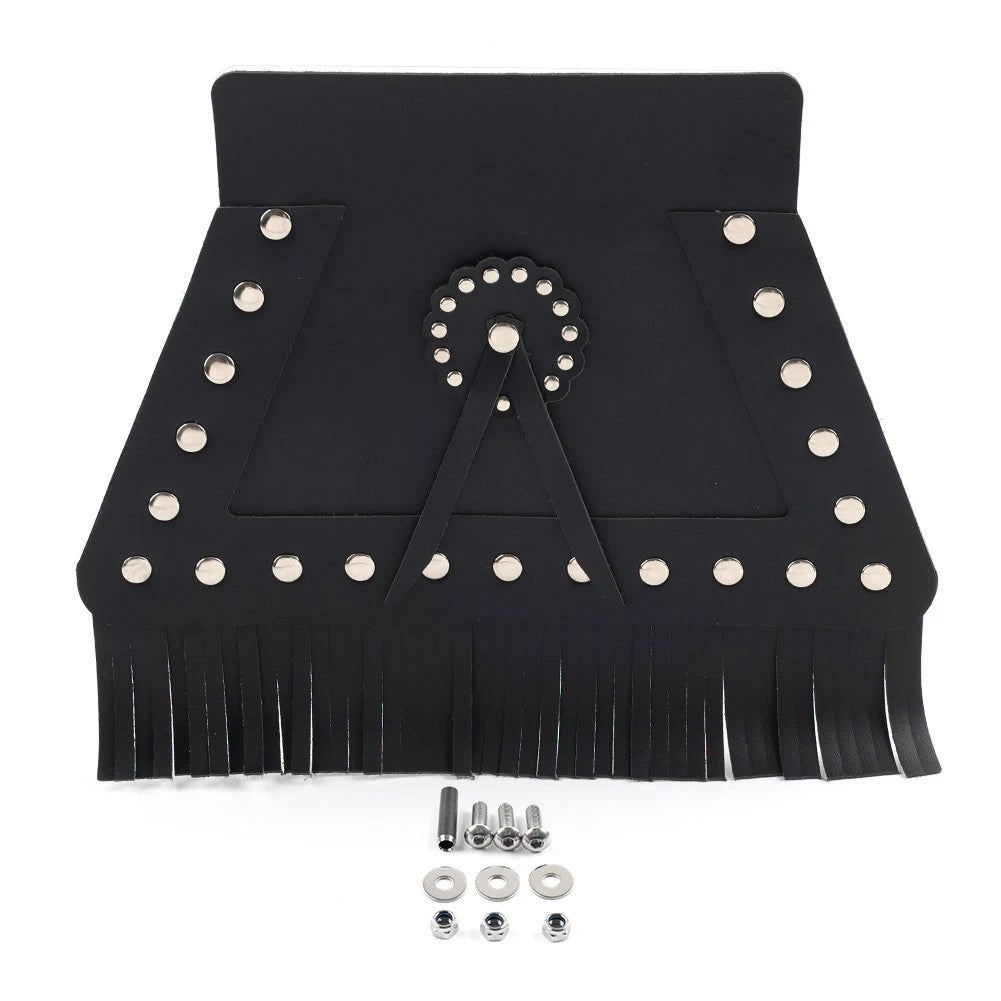 PU Leather Rear Fender Mud Flap Cover with Fringe for Harley