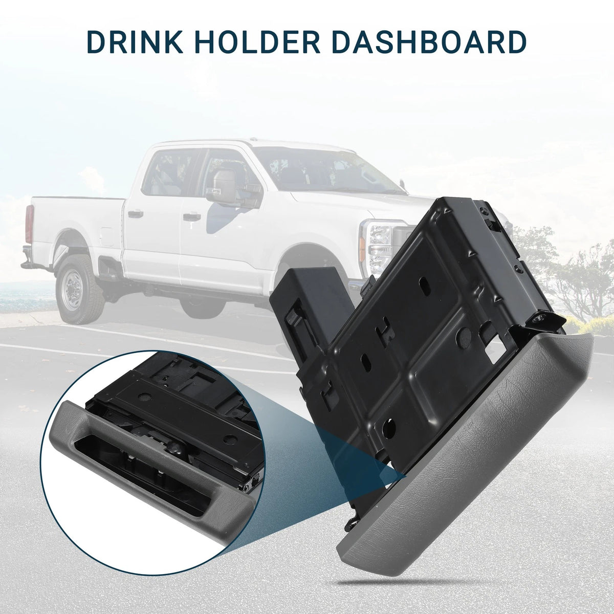 Cup Holder for Ford F-250 Super Duty (2005-2007) Gray Black 1 x Pc