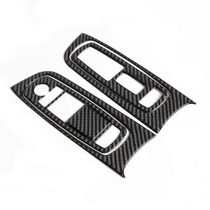 Carbon Fiber Window Lift Switch Panel Cover Trim 5 x For Dodge Charger (2015+)