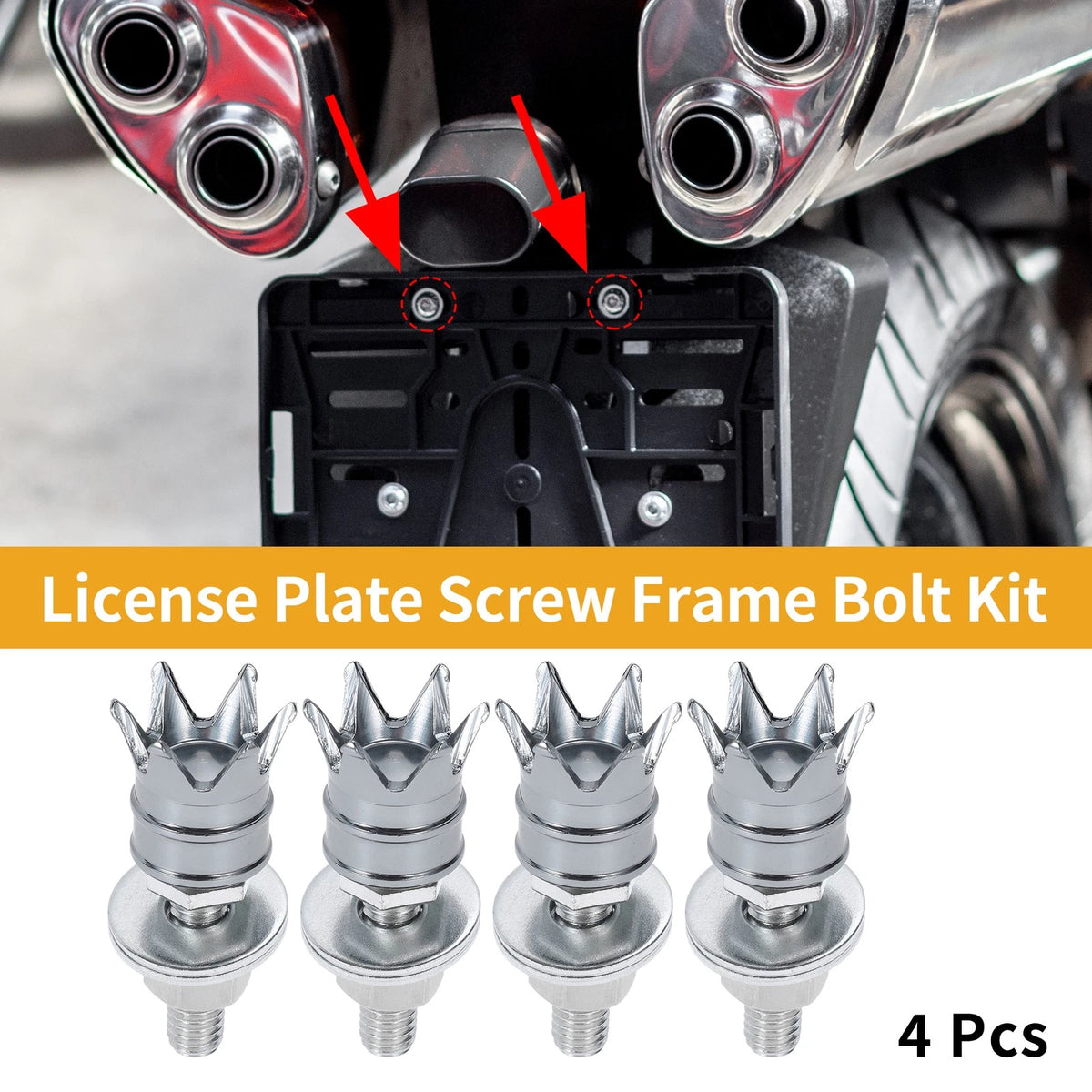 License Plate Screws Cover 40mm 4Pcs Titanium Tone for Universal Motorcycle M6