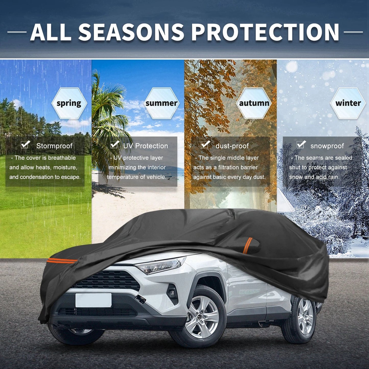 Car Cover Waterproof PEVA Spunlace Cotton for Toyota RAV4 (2012–2023)