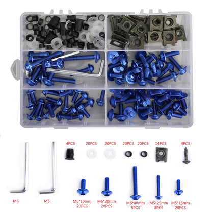 177 Pcs M5/M6 Fairing Screws Blue Bolts Trim for F3