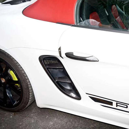Carbon Fiber Side Fender Air Outlet Vent Cover fit For Porsche 718 Cayman 2018-