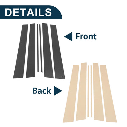 6pcs Door Pillar Window Trim for Toyota 4Runner (2003-2009) Carbon Fiber Black