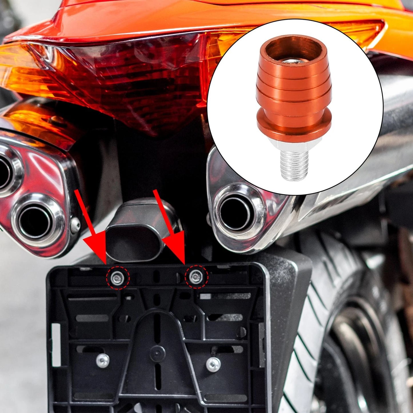 10pcs Motorcycle License Plate Frame M6 Bolts Screws Orange for Motorcycle