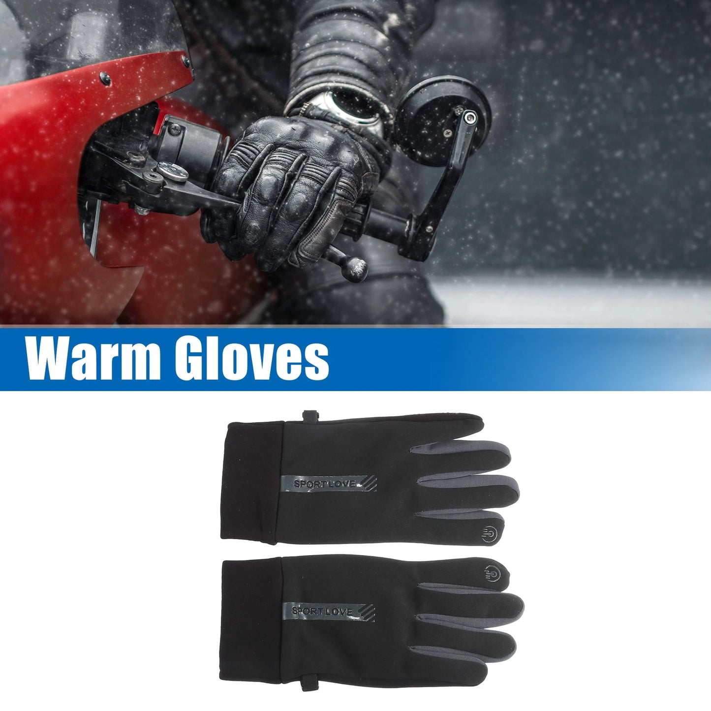 Riding Warm Gloves Liners Black Gray for Motorcycle Cycling Sporting