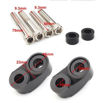 Black Front Turn Signal Relocation Kit for Harley Dyna 39mm 49mm