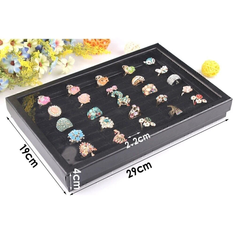Velvet Jewelry Display Box for Rings & Earrings Organizer Storage Showcase