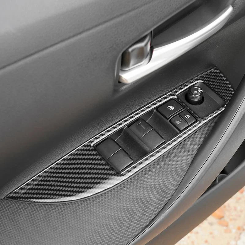 Soft Carbon Fiber Window Lift Panel Trim Kit for Toyota Corolla 2019-2024