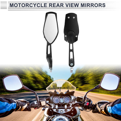 M8/M10 Rear View Mirror Handlebar Mirrors Black Aluminum Plastic for Motorcycle