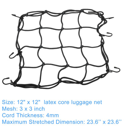 Luggage Net 12 x 12 Cargo Net for Motorcycle Black