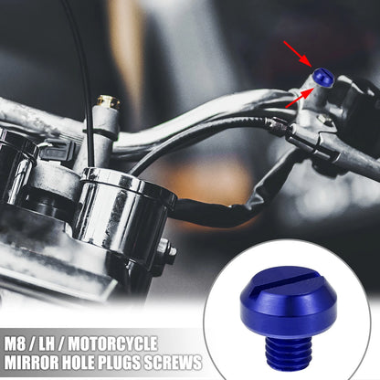 M8 Mirror Hole Plugs Screws Caps for Universal Motorcycle Blue