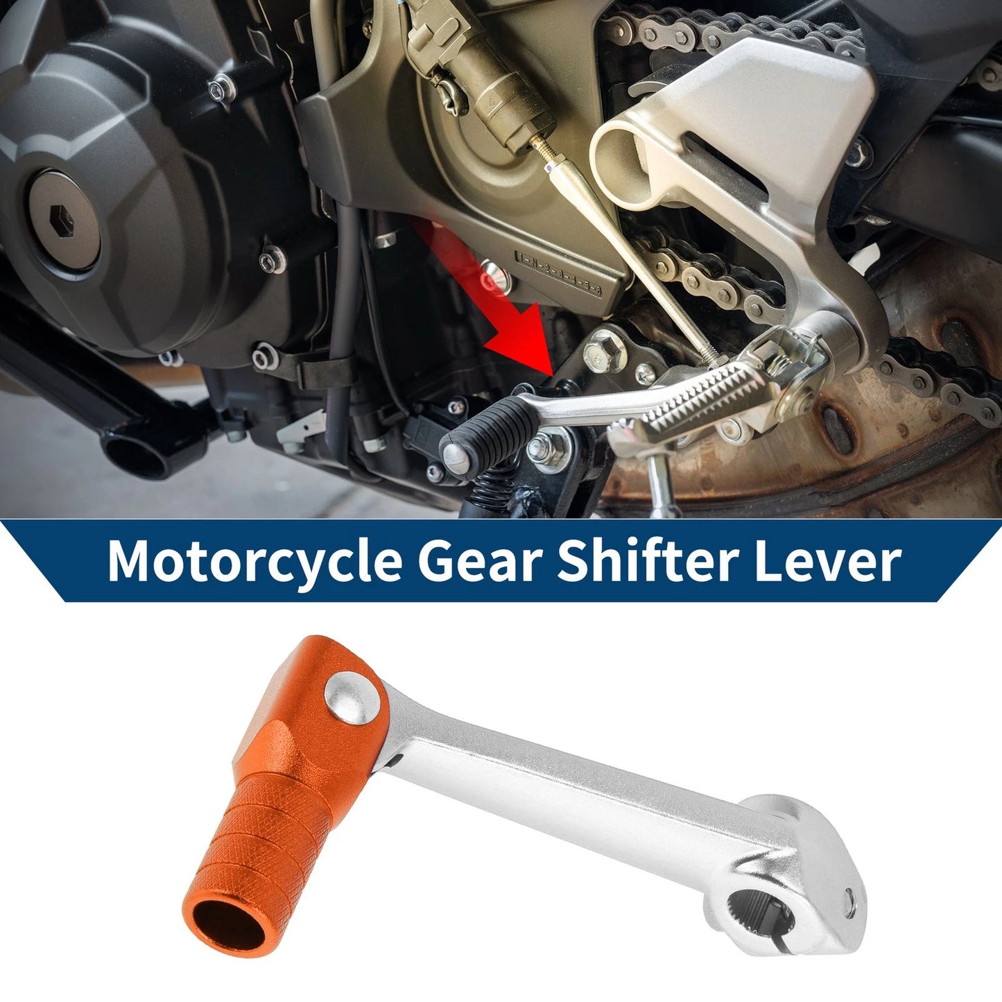 Folding Shifter Lever Silver-Tone Orange Head for Bosuer M5