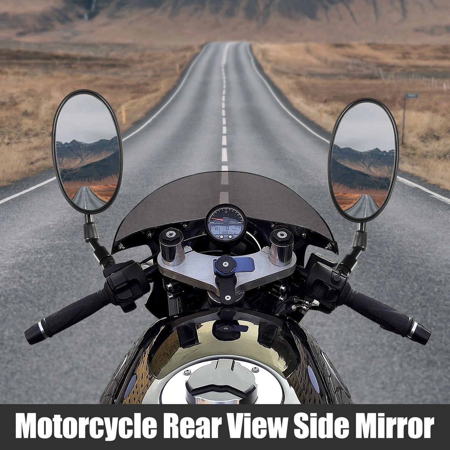 1 Pair 10mm Screw Thread Mirrors Rearview Mirror for Universal Black