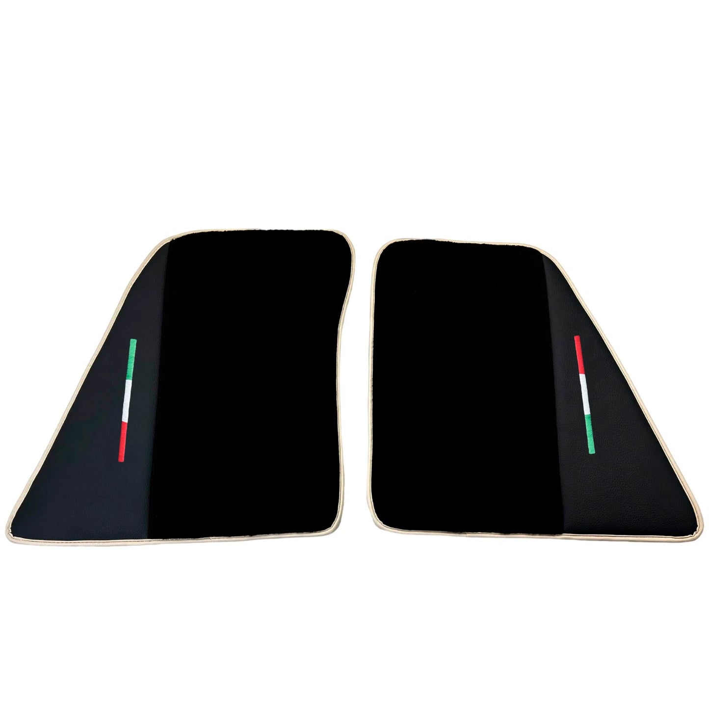 AutoWin Black Floor Mats for Ferrari 296 GTB (2022-2024) Leather Beige Trim