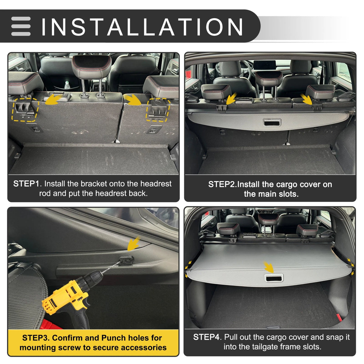 Retractable Cargo Cover for BMW X1 F48 2016-2021 Rear Trunk Gloss Black