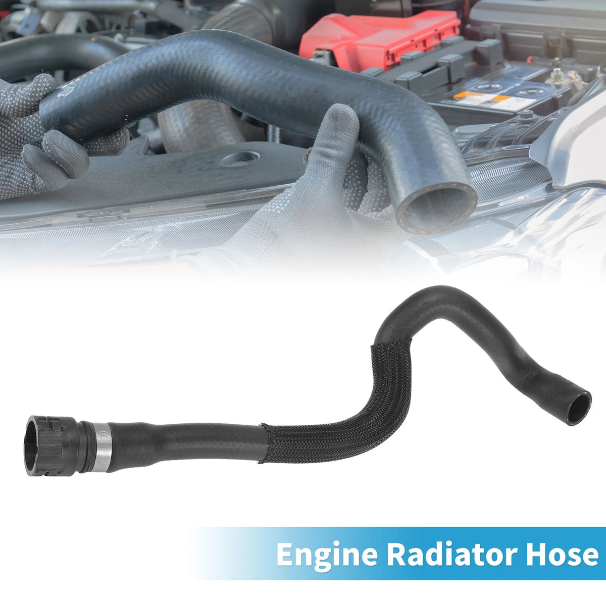 Engine Radiator Hose 4.4L for BMW 550i Rubber Black 1Pc (2011-2013)