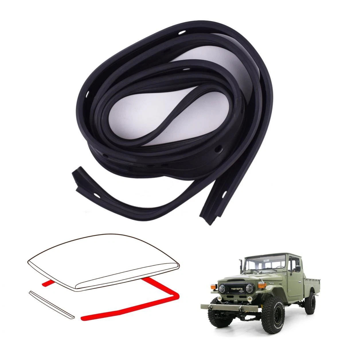 Weatherstrip Rubber Roof Rear Fits Toyota Land Cruiser FJ45 Pickup 1975-84 EBDE