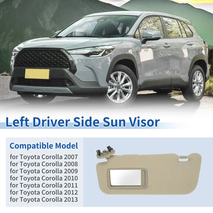 Left Side Sun Visor for Toyota Corolla (2007-2013) Beige 1 x Piece