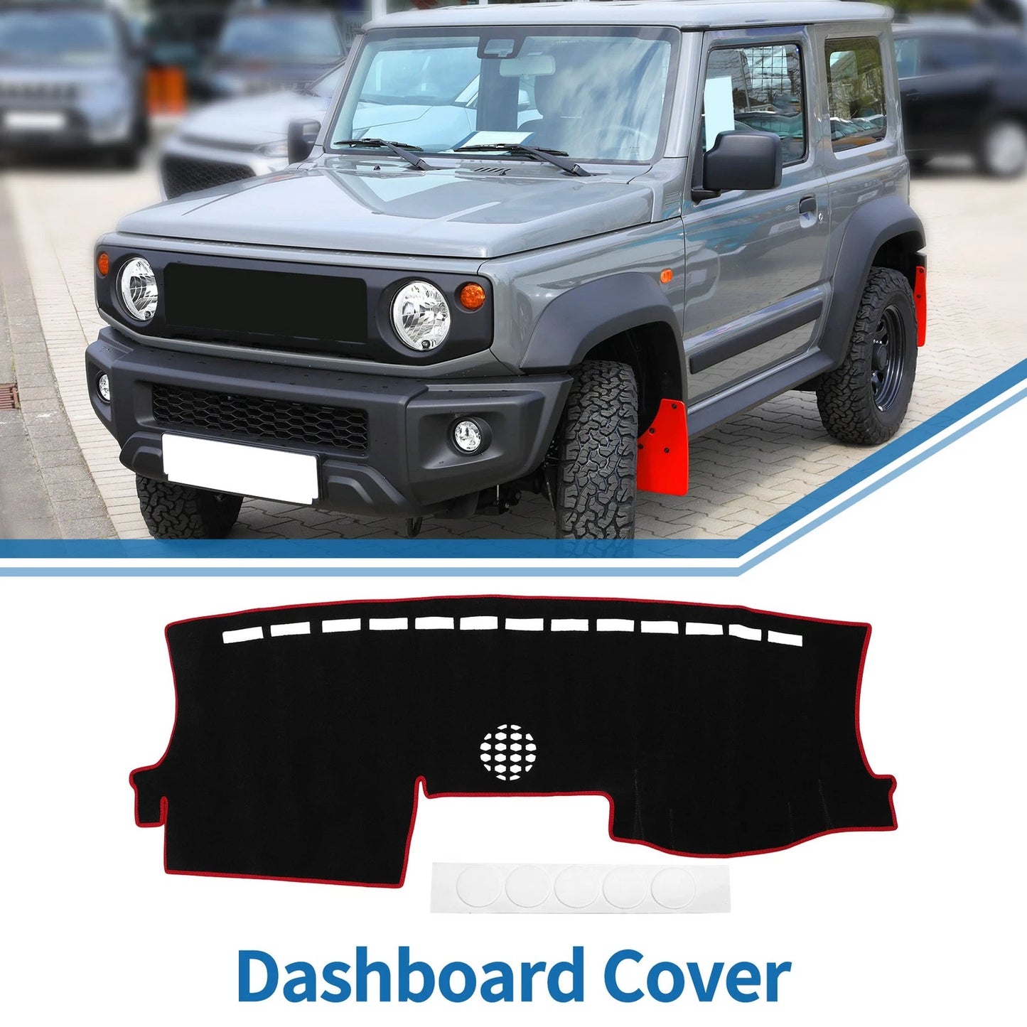 Dashboard Cover Mat for Ford Ranger 2024 Sun Protector Pad Black Red