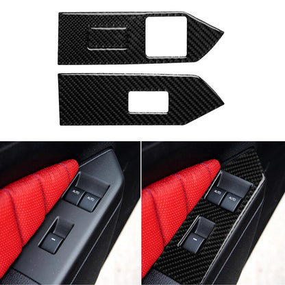 Carbon Fiber Interior Door Window Switch Trim Fit For Ford Mustang 2009- 2013